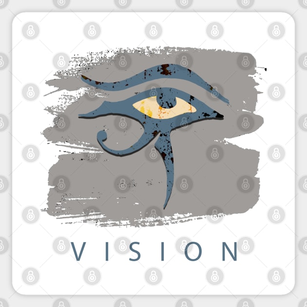 Eye of Horus - Vision Grey & Blue Sticker by Whites Designs